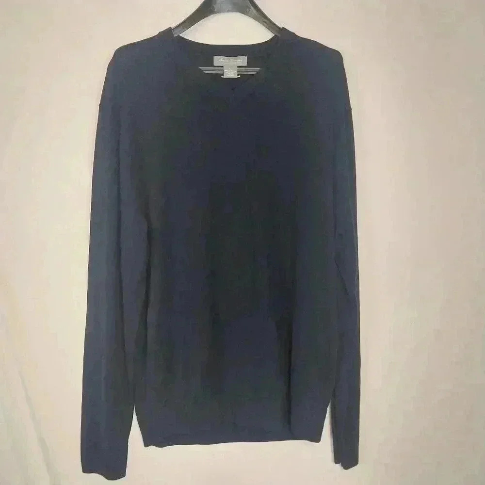 Daniel Cremieux Navy Blue Merino Wool Sweater, Size L